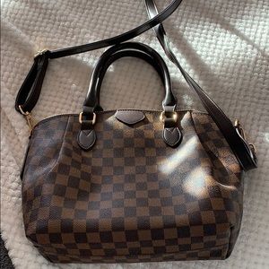 Brown Checkered Crossbody